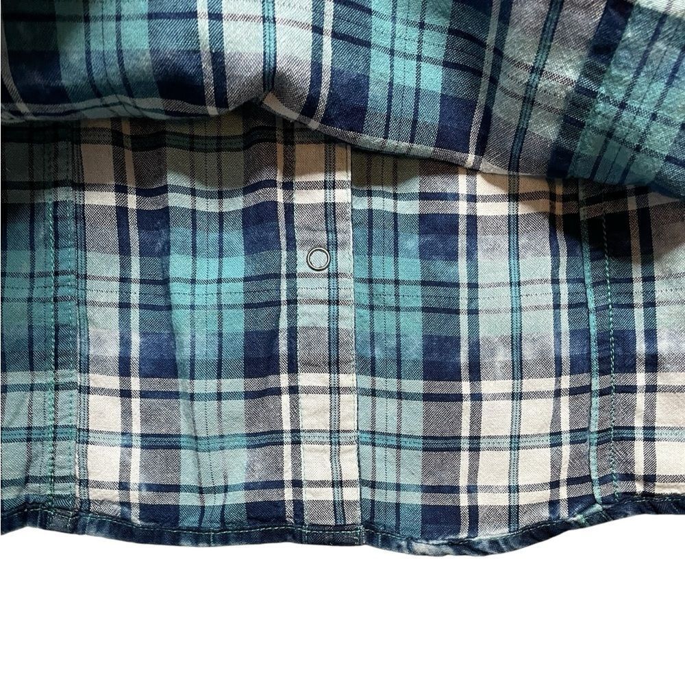Ryan Michael Indigo Blue Tiered Sleeve Western Button Down Shirt Size Medium - Picture 10 of 12